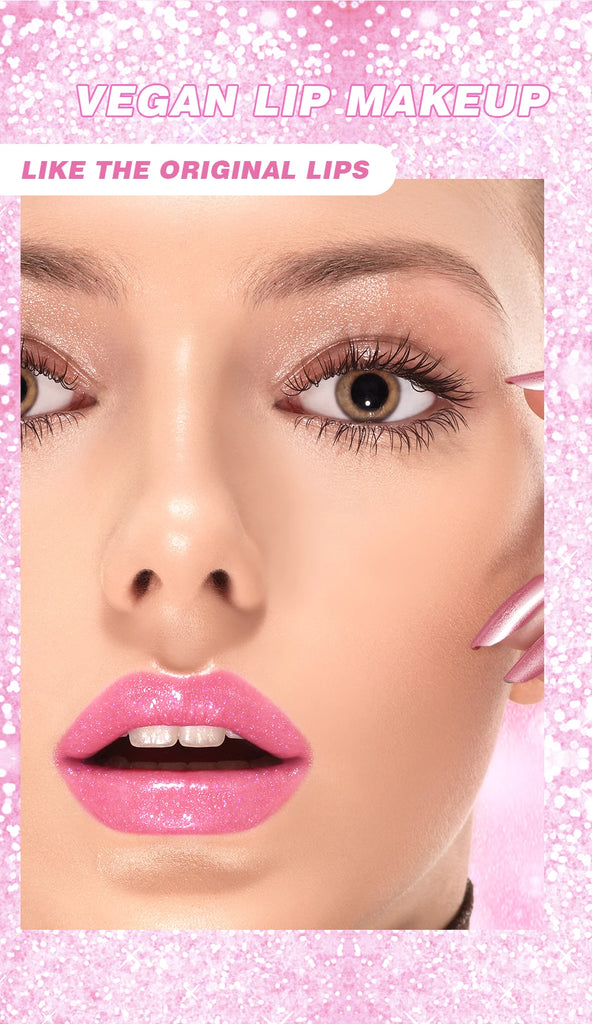 QIBEST Glitter Lipstick Lip Balm Color Change Transparent Moisturizing Crystal Jelly Pearlescent Lip Plumper Gloss Tint Cosmetic