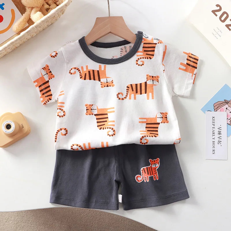 Kids Clothes Set Baby BoyT-Shirt Shorts Summer Clothing Cotton Cartoon Casual Boys Tracksuit Children Baby Clothes Set For 0-6Y