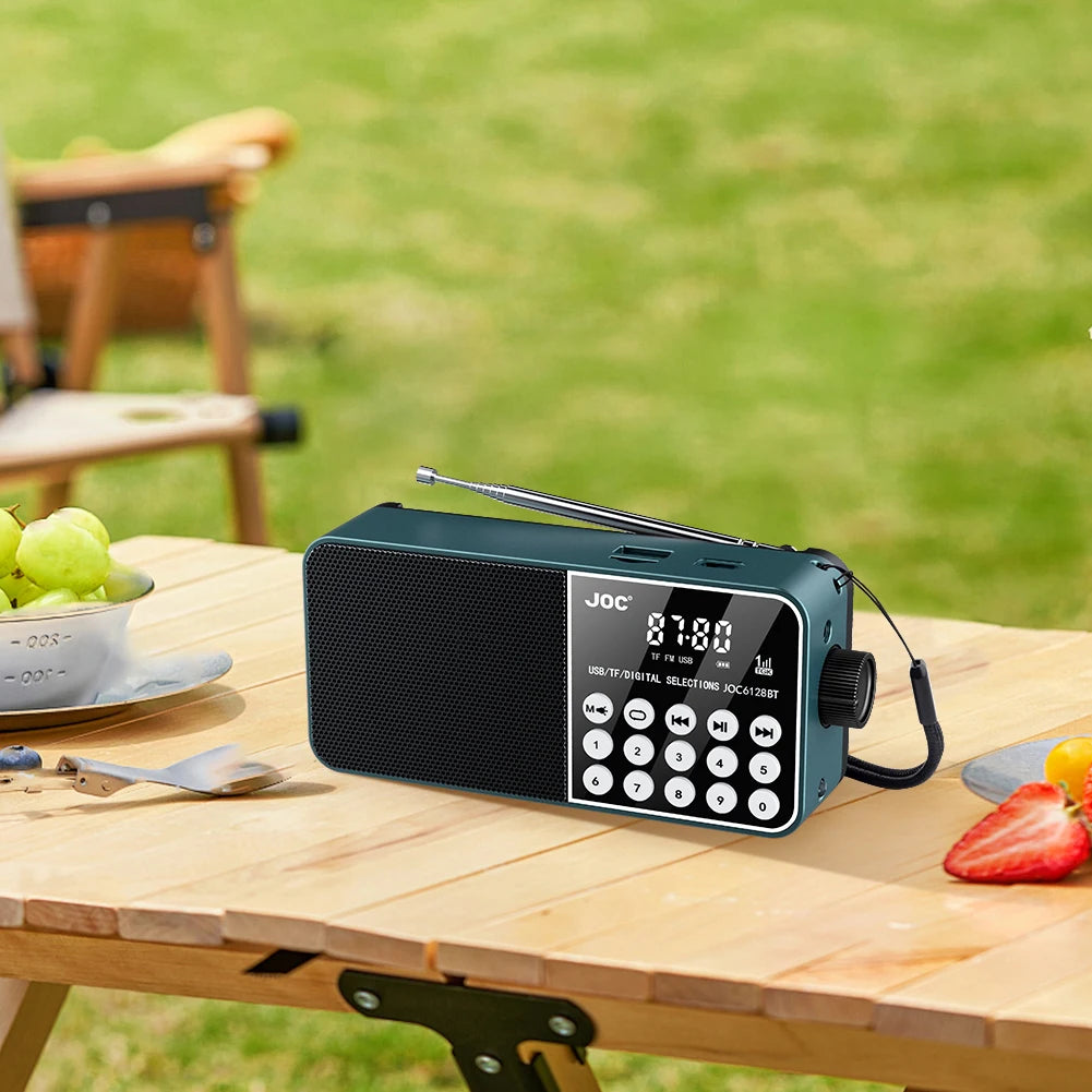 Mini Portable Radio Bluetooth Wireless Speaker Support TF Card Digital FM Radio LED Digital Display Stereo MP3 Player for Senior