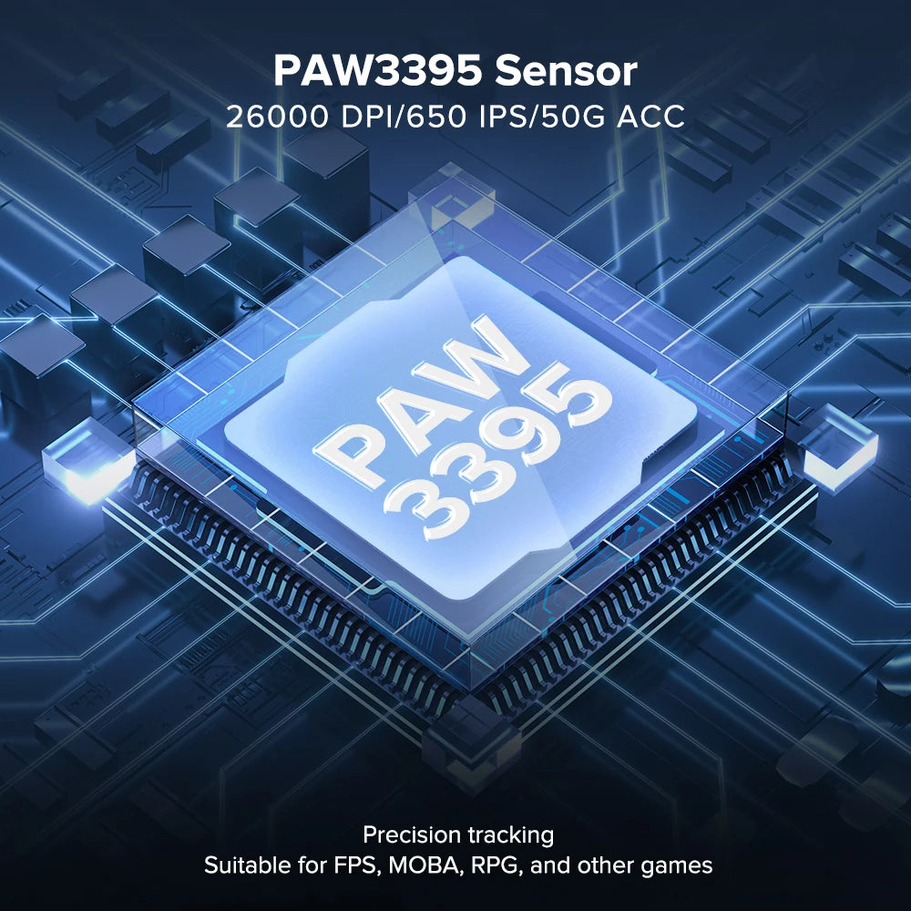 KYSONA M617 Bluetooth Gaming Mouse PAW3395 2.4G 8k Wireless E-sports Mice Rechargeable 59g Lightweight Ergonomic