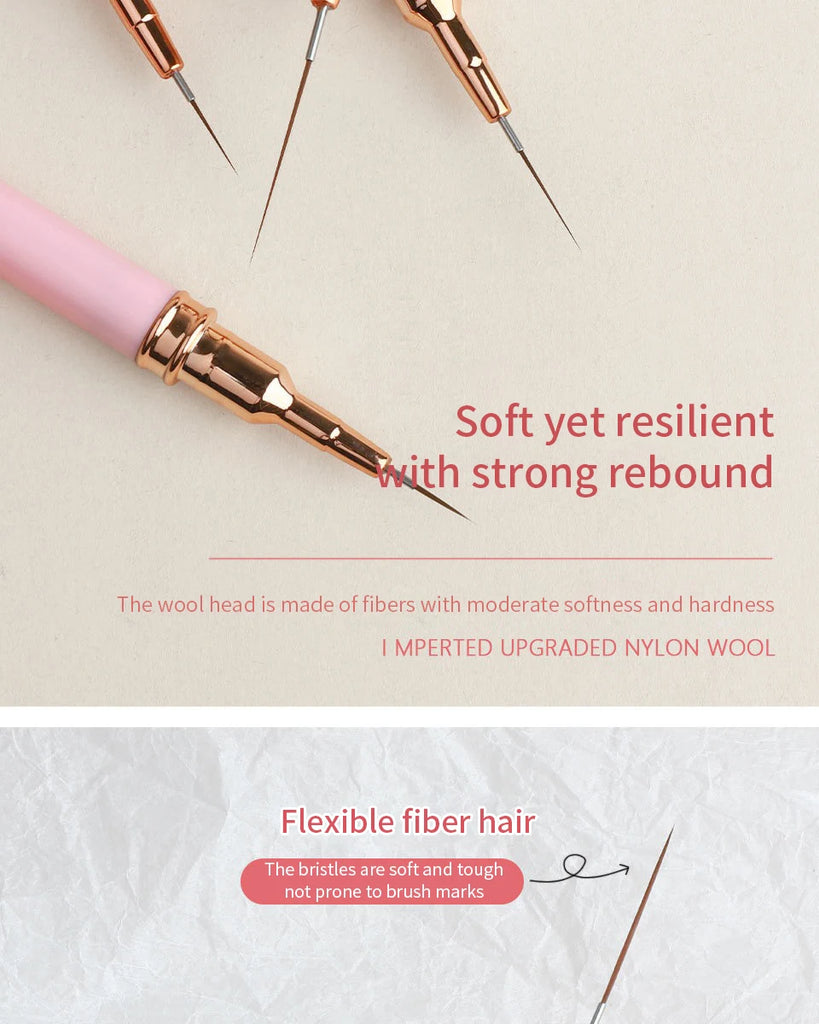 5 Pieces Set Liner Brush for Nail Art Painting,Fine Liner Brushes for Nails,Liner Nail Brush Set for Acrylic