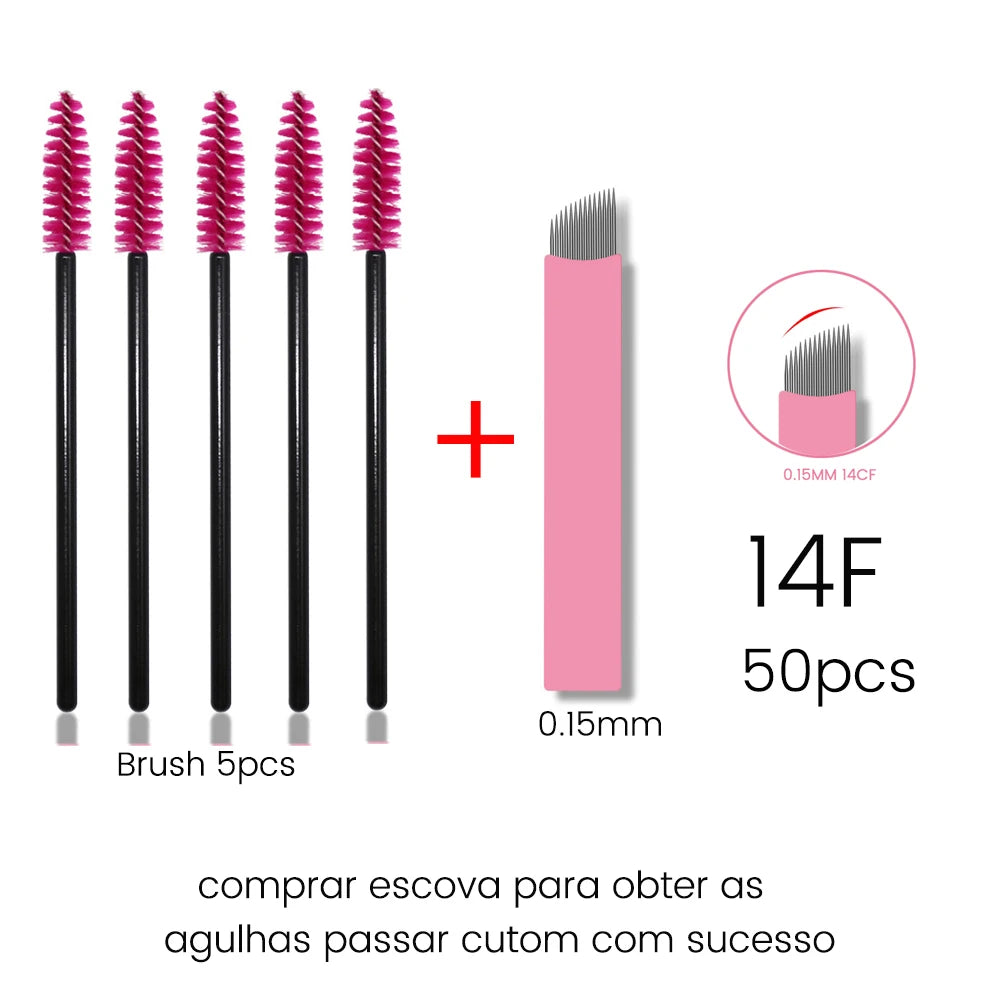 Disposable Eyelash Brushes Kits Microblading Needles Dia 0.15MM Micro Tebori Blades Tattoo Eyebrow Supplies Makeup Applicators