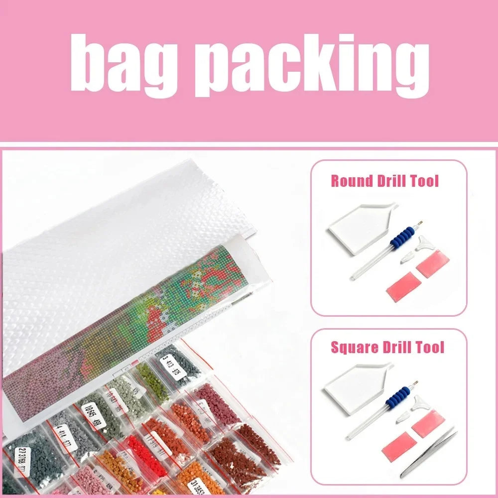 Huacan New Arrivals Diamond Painting Flower Full Round Square Drill Mosaic Animal Bird Diy Gift Art Home Decoration Craft Kit