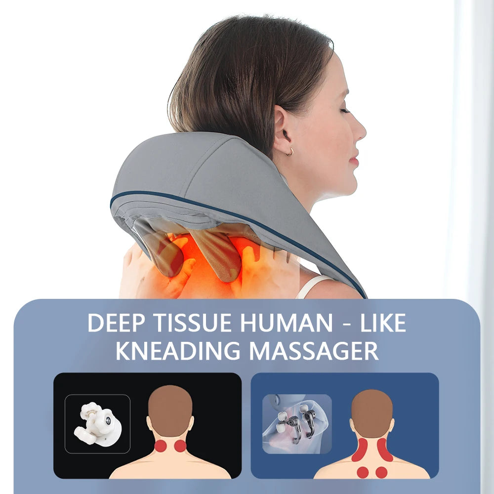 2026Bionic Finger Neck Shoulder Massager Wireless Neck Cervical Trapezius Kneading Massage Shawl Brushless Motor Neck Masajeador