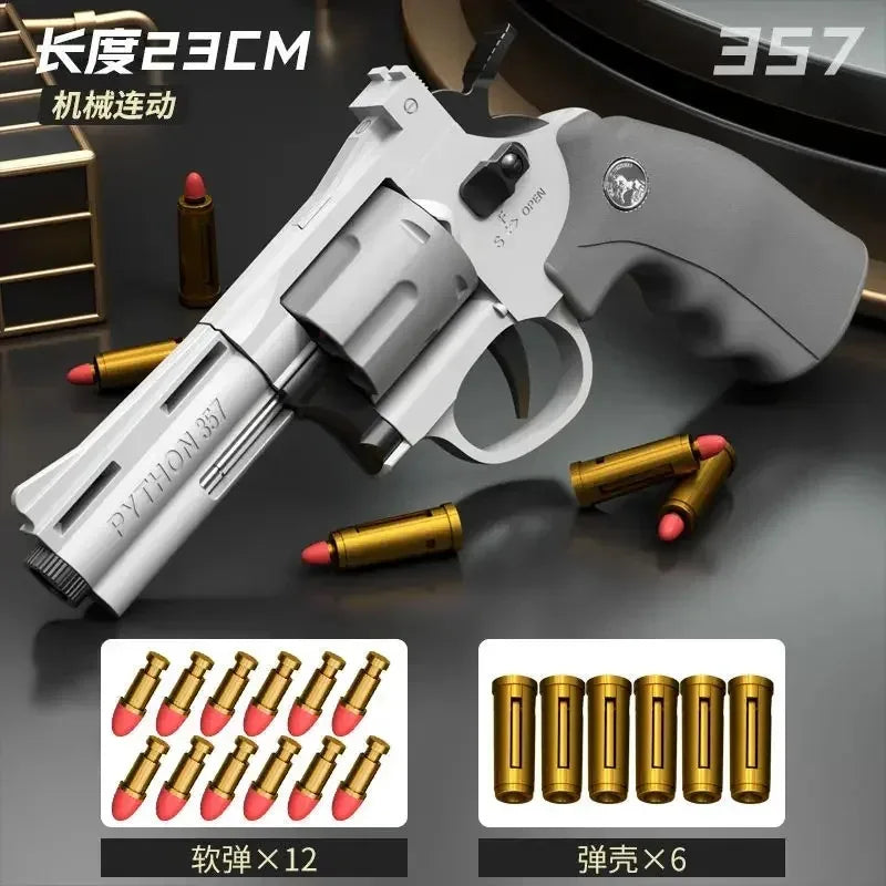 2024 New Arrivals ZP5 357 Revolver Mechanical Continuous Firing Toy Gun Automatic Pistol Soft Dart Bullet CS Outdoor Weapon