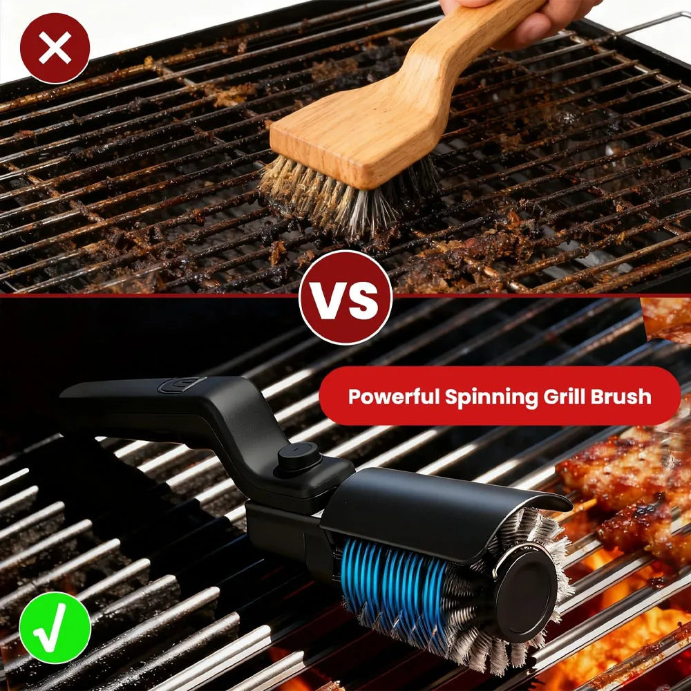 Electric BBQ Cleaner Brush Wireless Stainless Steel Rotary Grill Brush for Outdoor Grill Steam BBQ Cleaning Brush Accessoires