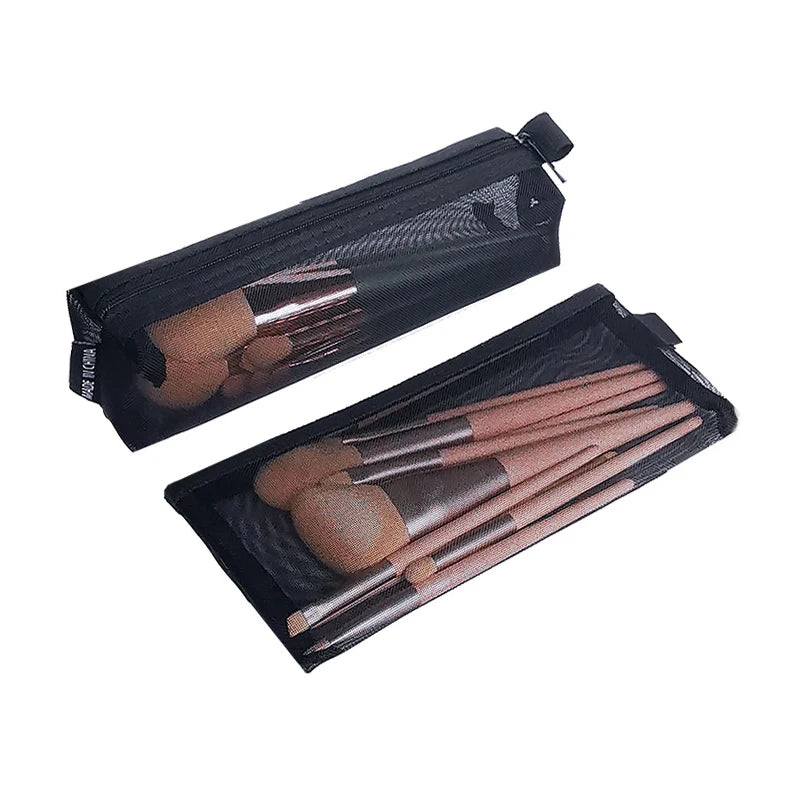 Makeup Pouch Lipstick Makeup Brush Storage Bags Student Transparent Mesh Pencil Case Ins Travel Cosmetic Organizer For Women