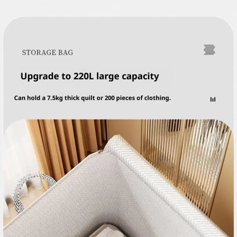 Hot Sale 220L Big Size Clothes Storage Box With Cover Large Laundry Basket Organizer Bag For Baby Foldable