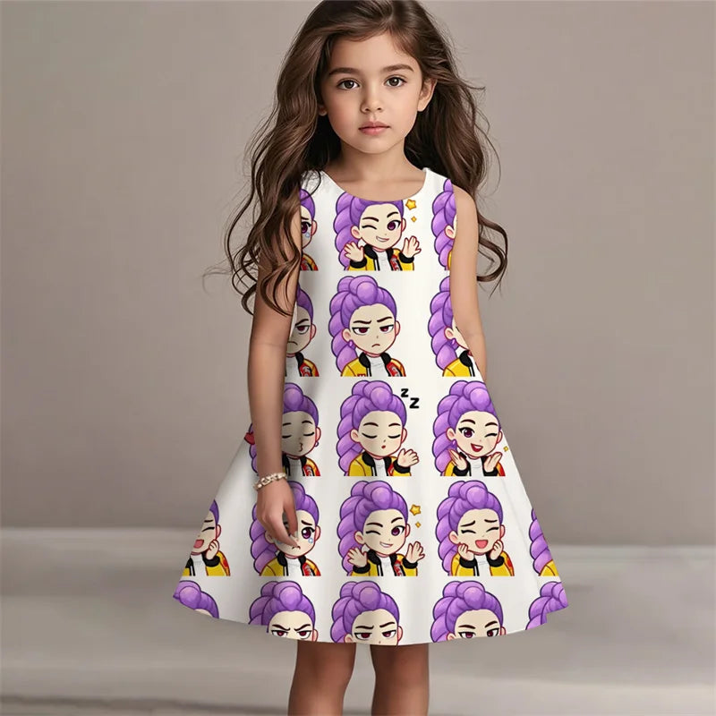 Demon Hunters Summer Kpop Dress Girls Kids Fashion Casual Beach Sleepwear