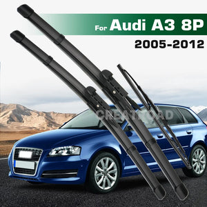 GREATROAD Wiper LHD&RHD Front & Rear Wiper Blades Set For Audi A3 8P 2005 - 2012 Windshield Windscreen Window Brushes