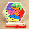 Montessori Wooden Magnetic Fishing Toys Marine Life Cognition Games Early Educational Toy for Kids Parent-child Interactive