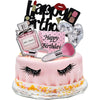 22PC Makeup Cake Toppers Kit - Lipstick, Perfume, Eyelash, Diamond Brush Decor for Women Girls Birthday Bridal Shower Spa Party