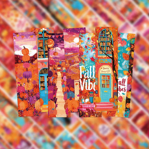 30PCS Autumn Scenery High Beauty Bookmarks Ins Style Niche Novels Calligraphy and Painting Books Page Label Cards