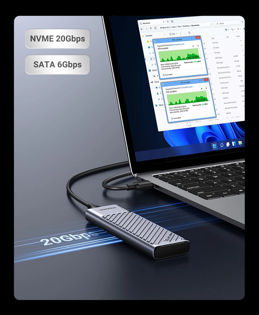 BR Sale UGREEN M2 SSD Case M.2 NVMe SATA SSD Enclosure Adapter 20Gbps USB 3.2 Gen2 USB C External Enclosure