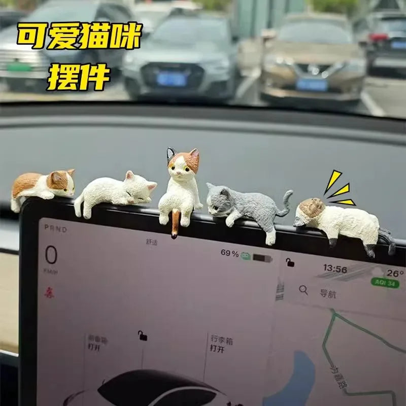 Home Decoration Cute Desktop Gifts Cartoon Simulation Edge Hang Cat Car Center Console Ornaments Decoration Car Accessories