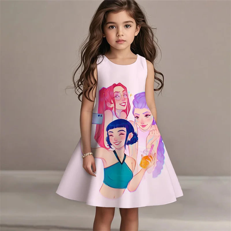 Demon Hunters Summer Kpop Dress Girls Kids Fashion Casual Beach Sleepwear