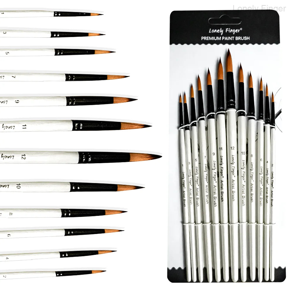 Artist Paint Brush Set 12pcs,  Oil Acrylic Falt Paint Brushes, Watercolor Brush Set for Body, Face, Rock, Canvas Drawing Art Cra