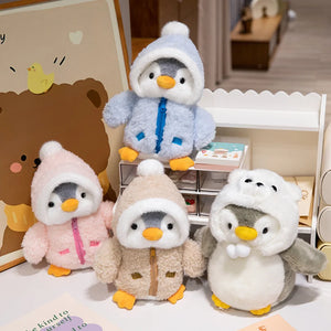 Hot Sale Winter Coat Penguin Plush Toys Stuffed Chubby Cartoon Penguin Doll Funny Detachable Hooded Animal Doll Cute Kids Gift
