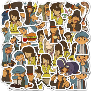 40 Pieces of Professor Layton Cartoon Stickers  DIY Decorative Stickers for Kids' Stationery Books Phone Cases and Water Bottles