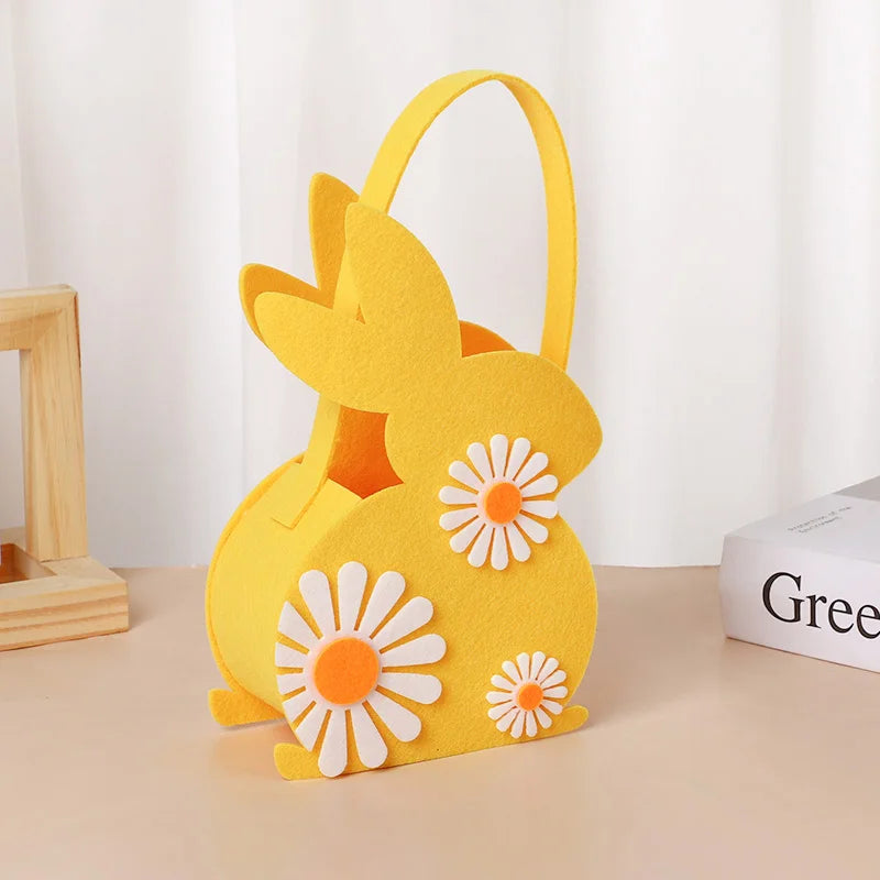 Easter Bunny Basket Kids Candy Tote Bag Soft Felt Gift Storage Basket 2026 Easter Party Decoration Egg Hunt Game Props