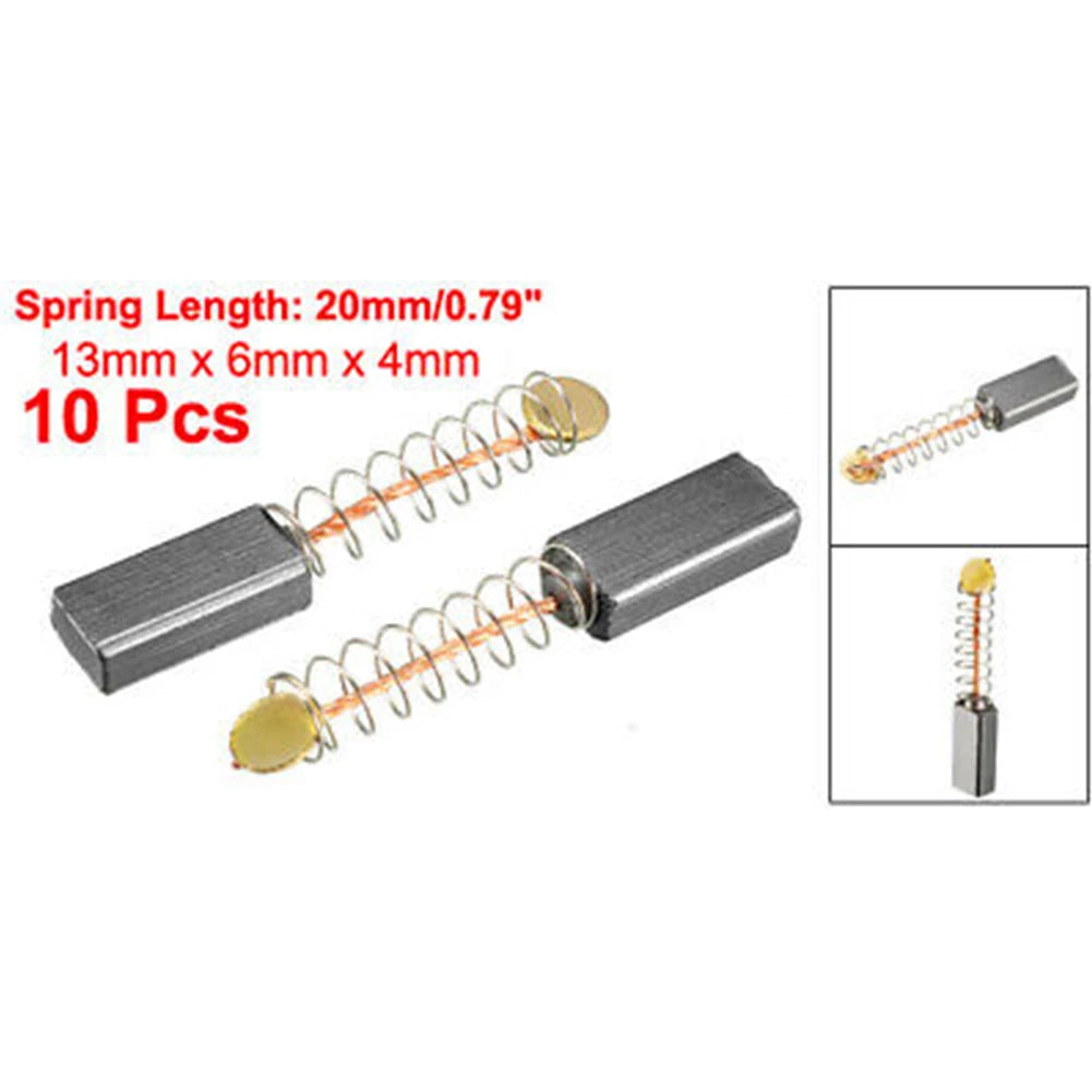 10pcs Carbon Brushes Kit For Electric Motors 13mmx6mmX4mm Carbon High Quality Replacement Electric Power Tool Accessories