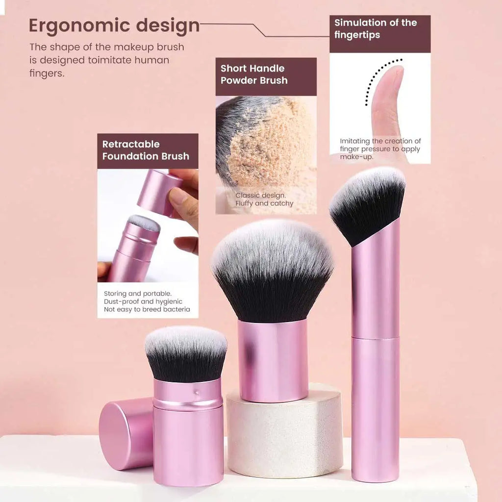 7pcs Makeup Brush Set Double Sided Kabuki Makeup Brushes Contour Brush for Foundation Liquid Powder Concealer Cream Cosmetics Br