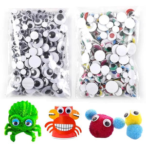 100/200pcs Wiggle Eyes Round Plastic Self-Adhesive Cartoon Moving Eyes Handicraft DIY Decorative Accessories Handmade TMZ