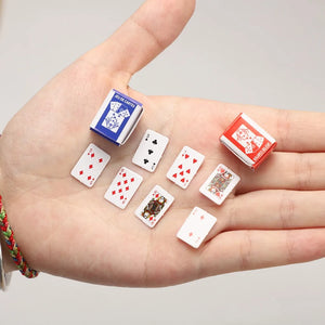 Funny Cute Mini Playing Cards Poker Games Super Small Cards Spoof Gifts Travel Toys Prank Props Dollhouse Miniature Poker Card