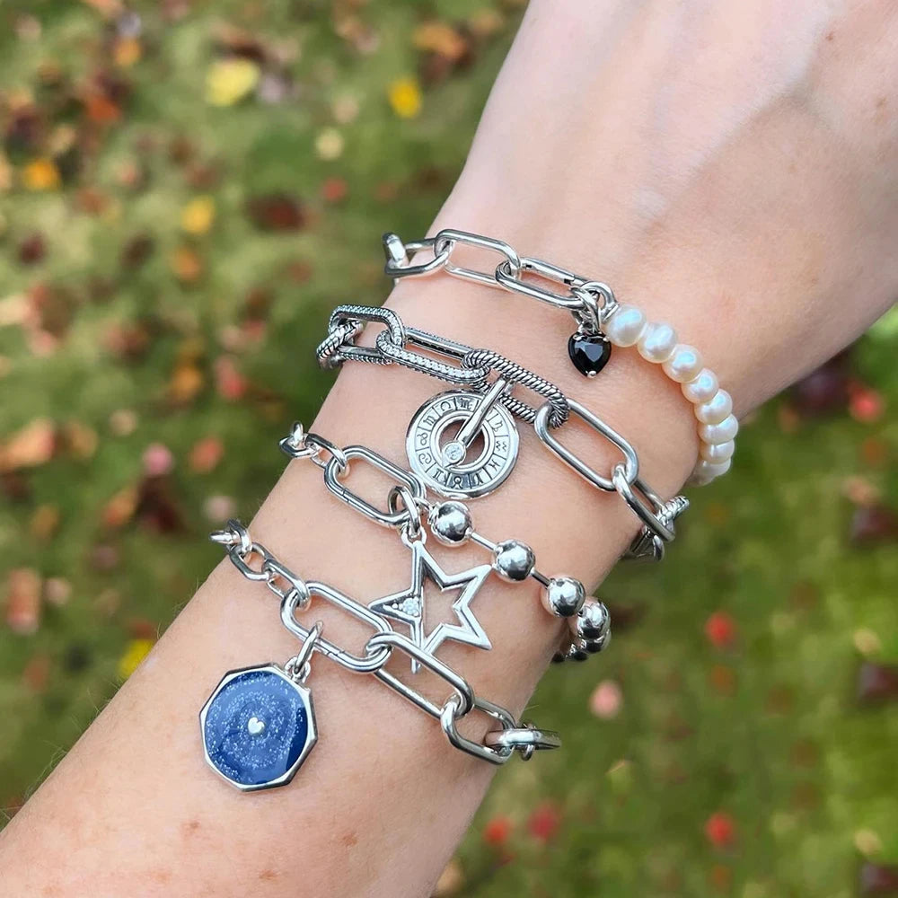 Hot Sale ME Series 925 Sterling Silver Chained Butterfly Turtle  Snake Starry Sky Charm Fit Original Bracelet Dangle Trinket