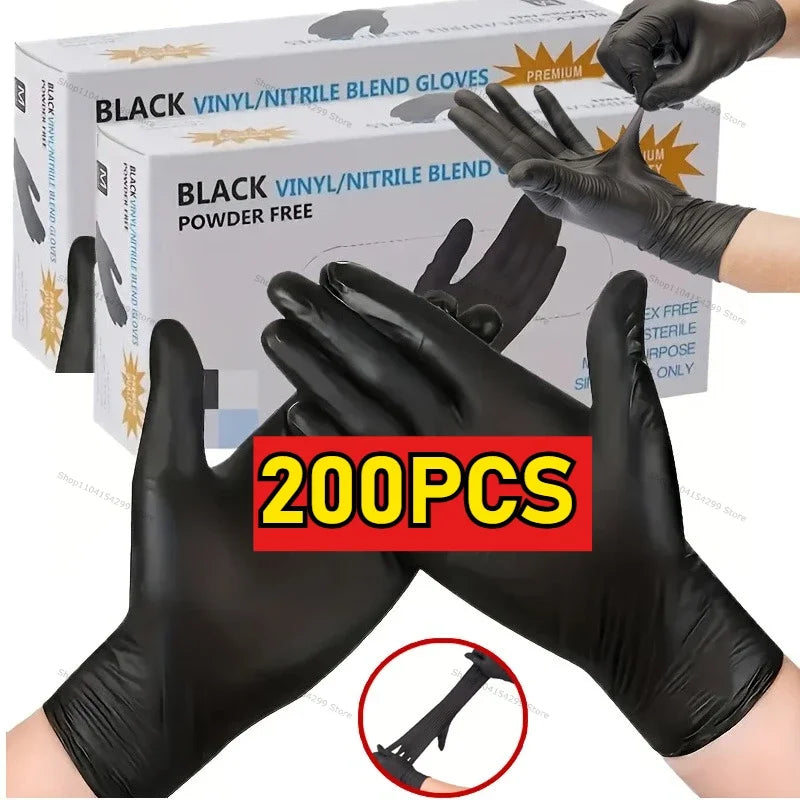Disposable Latex Gloves Black Waterproof Non-Medical for Kitchen, Cleaning, Dishwashing, Cooking, Automotive, Craft Use