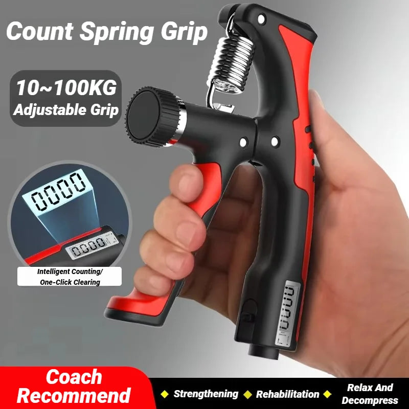 10-100KG Electronic Smart Counting Hand Grip Adjustment Exercise Power Strengthening Pliers Spring Finger Pinch Wrist Training