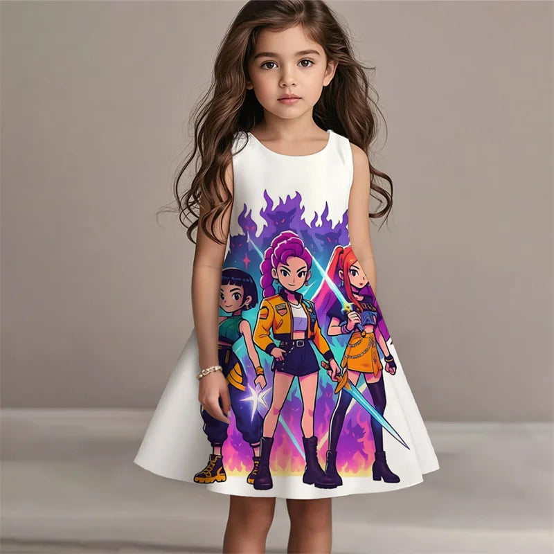 Demon Hunters Summer Kpop Dress Girls Kids Fashion Casual Beach Sleepwear
