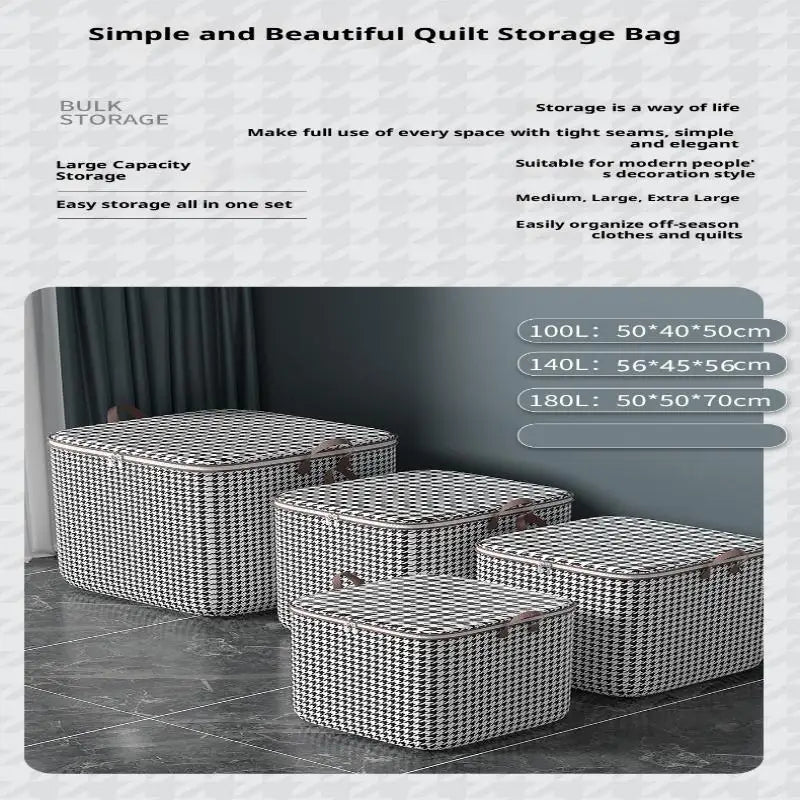 Hot Sale 220L Big Size Clothes Storage Box With Cover Large Laundry Basket Organizer Bag For Baby Foldable