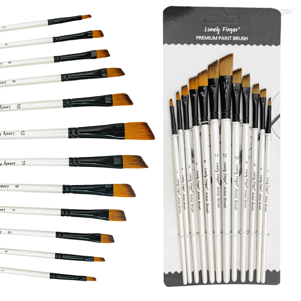 Artist Paint Brush Set 12pcs,  Oil Acrylic Falt Paint Brushes, Watercolor Brush Set for Body, Face, Rock, Canvas Drawing Art Cra