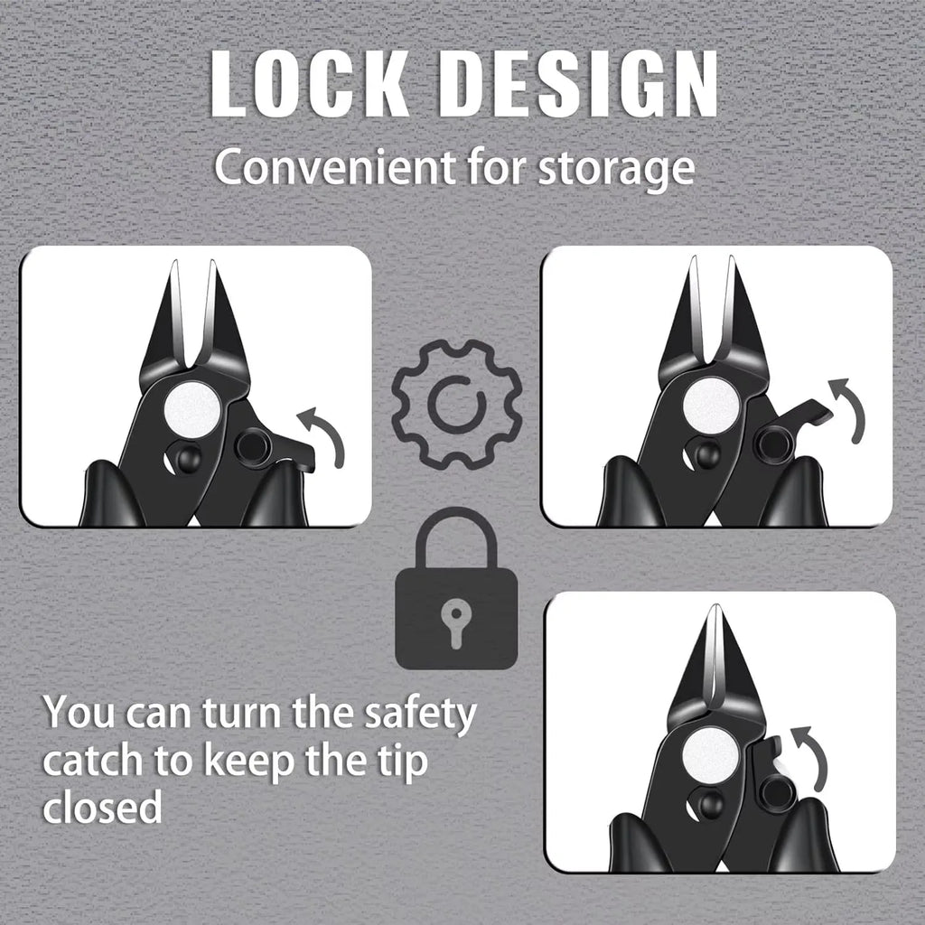 Bomurphy Mini Cutter with Lock, Micro Wire Cutter with Spring, Small Snips,Jewelers Tools Soft Wire Snips Nippers for Electronic