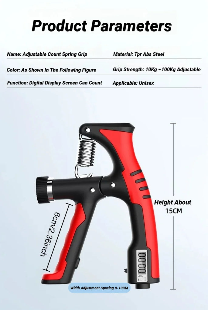 10-100KG Electronic Smart Counting Hand Grip Adjustment Exercise Power Strengthening Pliers Spring Finger Pinch Wrist Training