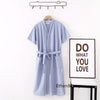 100% Cotton Waffle Robes for Women Summer Thin (nine Sleeves + Short Sleeves) Bathrobe Nightgown Home Service Hotel Bathrobe