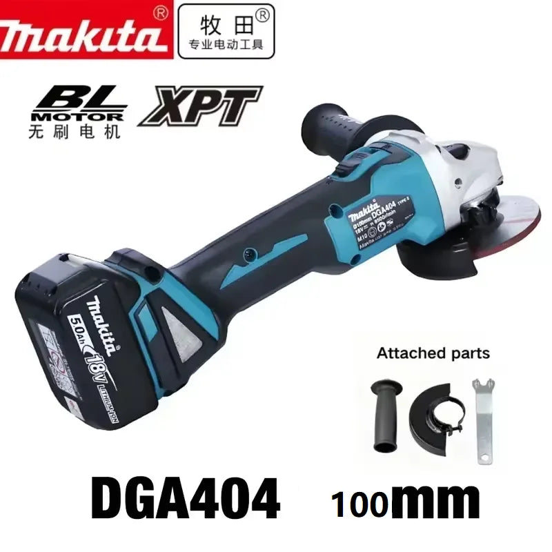 Makita DGA404 100mm Brushless Lithium Electric Angle Grinder Rechargeable Cutting Machine High Power Polishing Machine