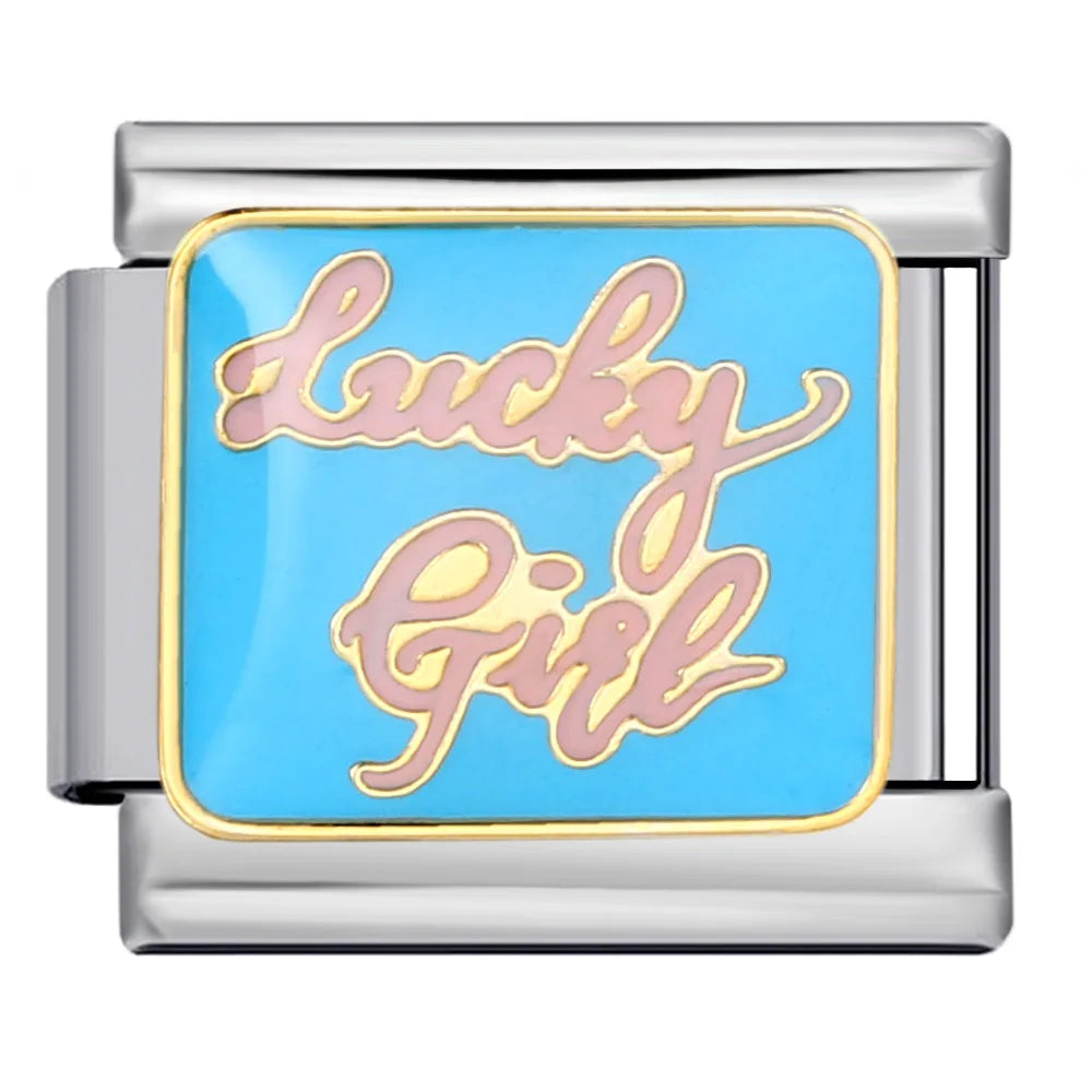 New Arrivals Y2K Classic Blue Loving Heart Demon's Eye Starry Sky Italian Link Fit 9mm Stainless Steel Charm Bracelet DIY Making