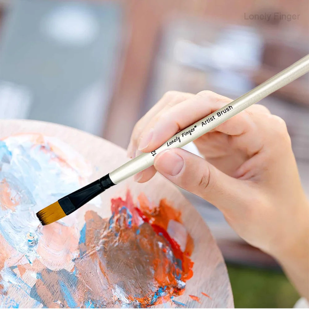 Artist Paint Brush Set 12pcs,  Oil Acrylic Falt Paint Brushes, Watercolor Brush Set for Body, Face, Rock, Canvas Drawing Art Cra