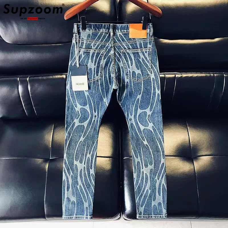 Supzoom New Arrival Hot Sale Top Fashion Autumn Zipper Fly Stonewashed Casual Patchwork Cargo Denim Pockets Cotton Jeans Men