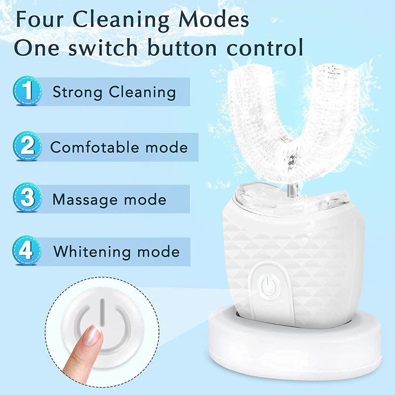 Adult U-shaped Automatic Toothbrush 360° Full Mouth Whitening Wireless Charging Waterproof  Electric Toothbrush