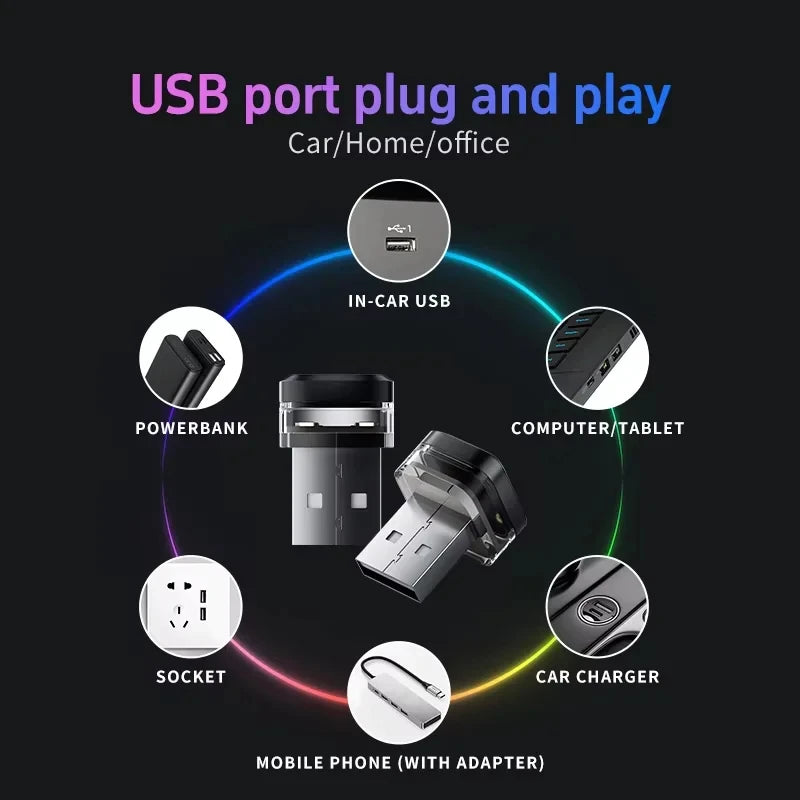 1pc Car USB Led Light mood lamp Plug Play Universal LED interior Atmosphere Light Auto Reading Lamp Decorations Decorative Strip