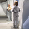 Fashion Loungewear  Women's Grey Sequin Angel Wings Crop Hoodie Top and Sweatpants  Fashion Casual
