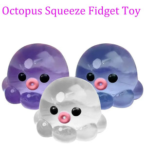 Octopus Squeeze Fidget Toy Rubber Clear Crystal Octopus Hand Relax Toy Homemade Bubble Hairstyle Game For Kids Adults Pinch Toy