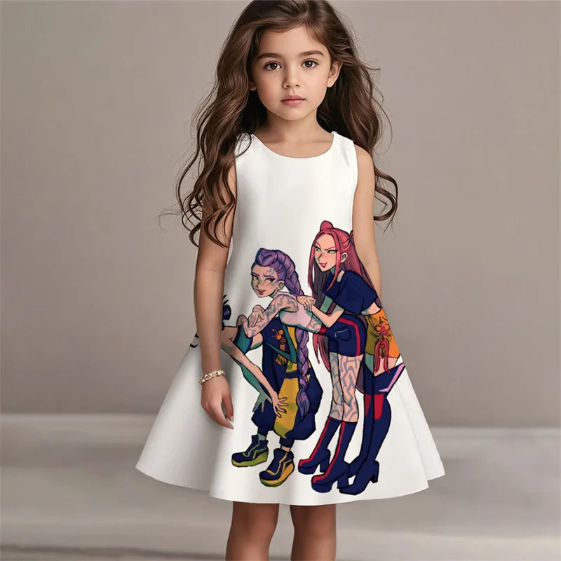 Demon Hunters Summer Kpop Dress Girls Kids Fashion Casual Beach Sleepwear