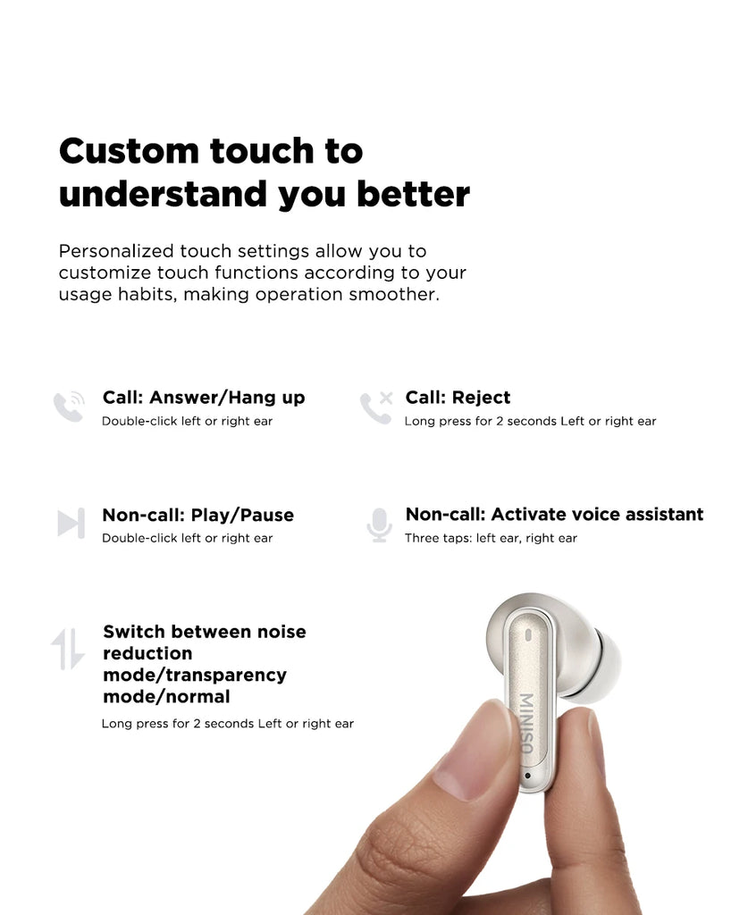 MINISO MS106 Bluetooth Earphones  AI Translator Earbuds TWS Ear Clip Sports Earphones Noise Reduction Wireless Headphones
