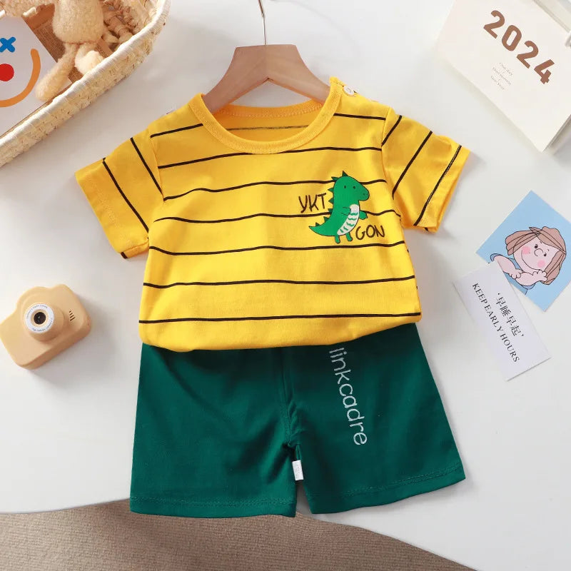 Kids Clothes Set Baby BoyT-Shirt Shorts Summer Clothing Cotton Cartoon Casual Boys Tracksuit Children Baby Clothes Set For 0-6Y