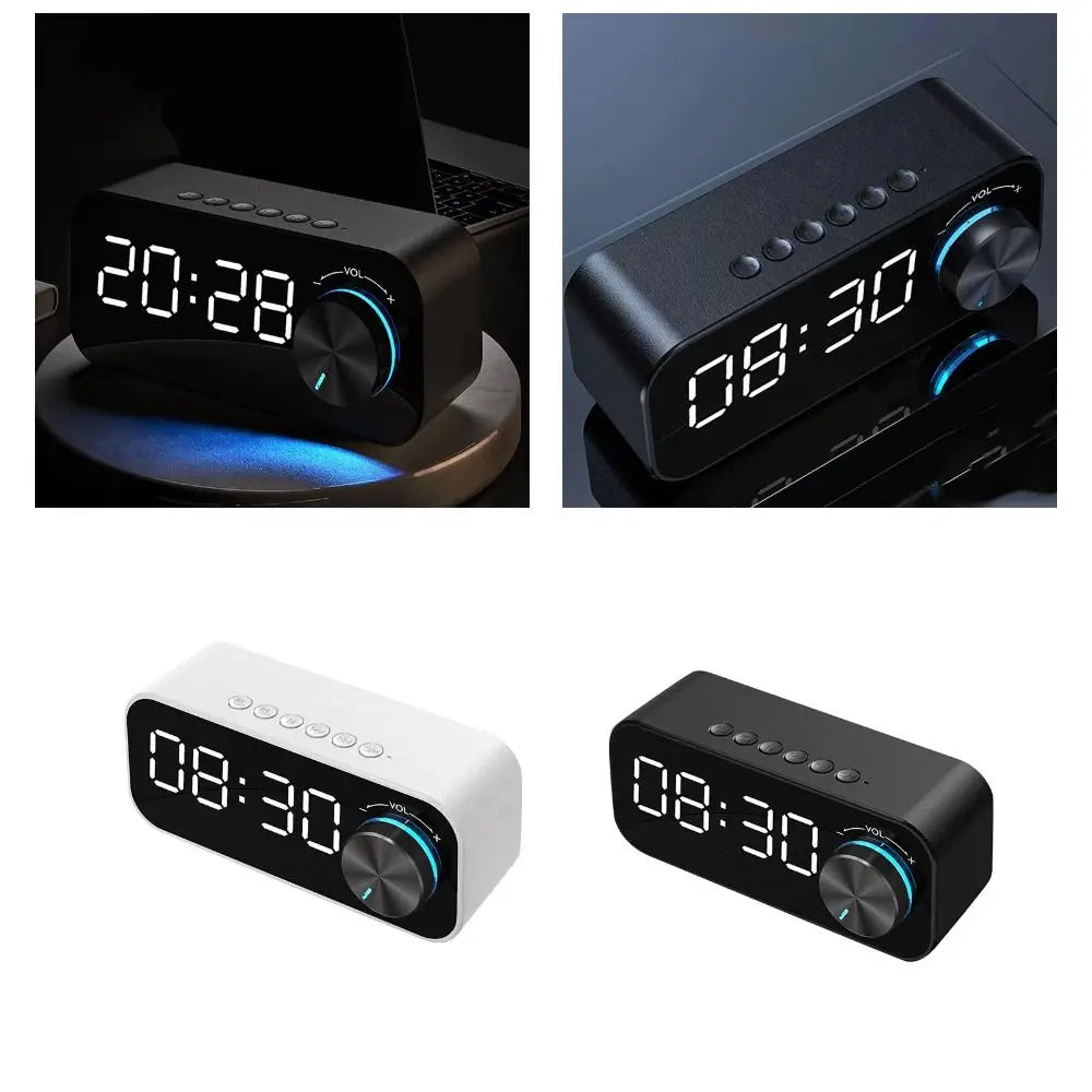 High Volume Bluetooth Speaker Portable Design Clock Function LED Alarm Clock Wireless Connectivity Super Bass