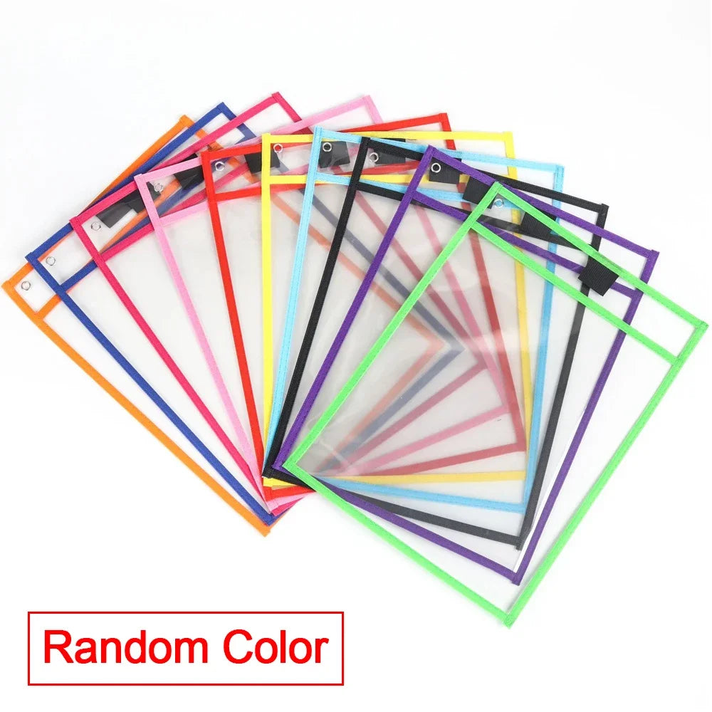 Dry Erase Pockets Reusable File Holder Transparent A4 Folders Kids Teaching Drawing Board Stationary Files Card Storage Supplies